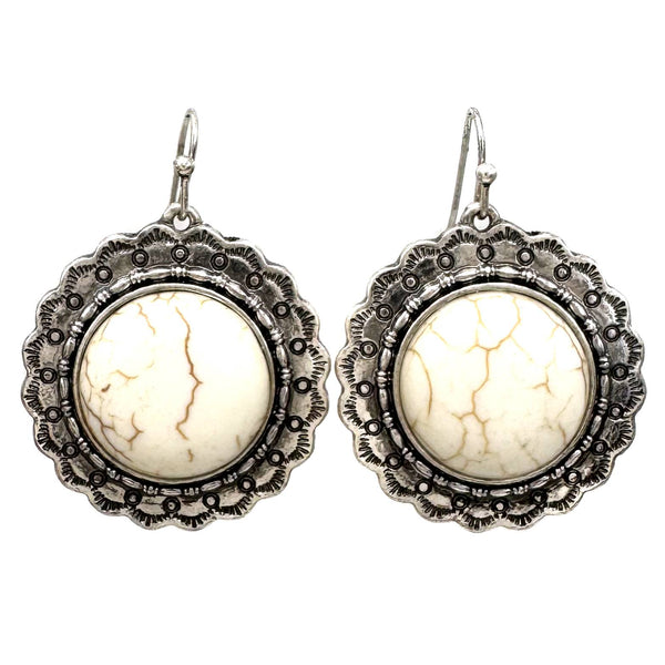 Turquoise Howlite Stone Round Earrings