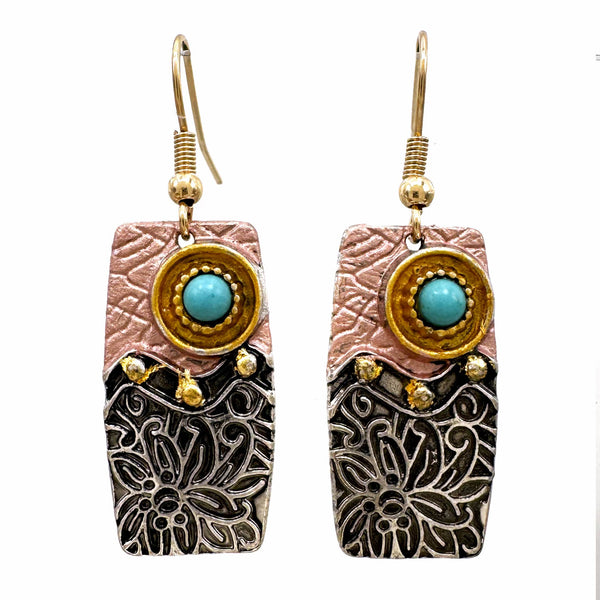Gold or Accented Turquoise Stone Silver Earrings
