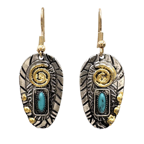 Gold or Accented Turquoise Stone Silver Earrings