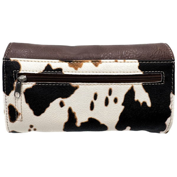 Rectangle Concho Cow Print Western Crossbody Wallet