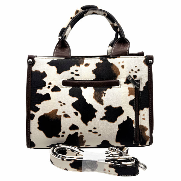 Rectangle Concho Cow Print Western Weekend Bag Crossbody