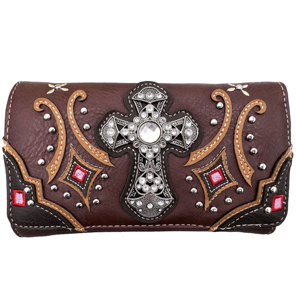 Rhinestone Cross Native Kite Western Crossbody Wallet