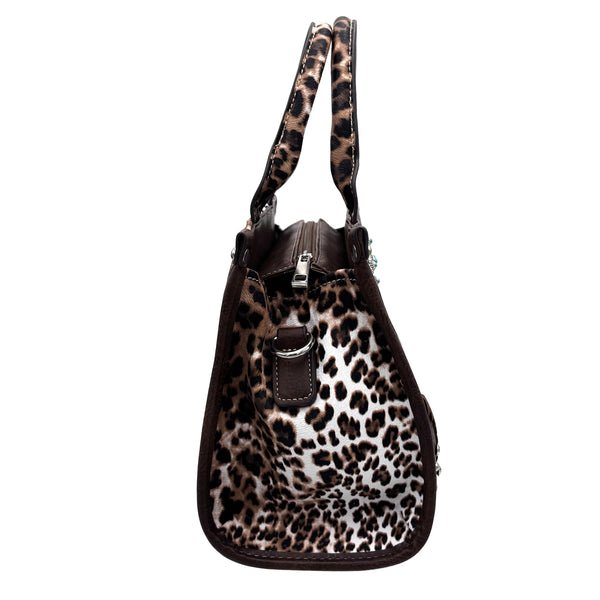 Rectangle Concho Leopard Print Western Weekend Bag Crossbody