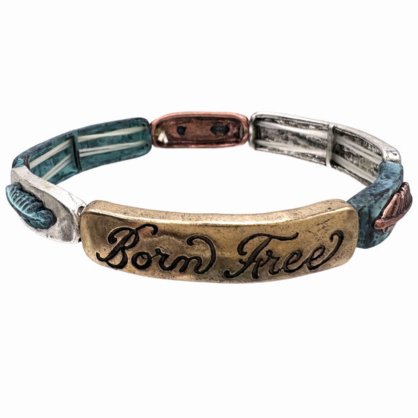 Born Free Feather Metal Stretch Bracelet
