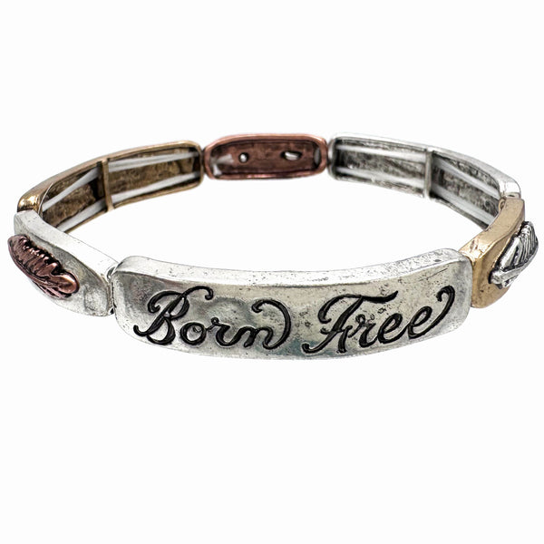 Born Free Feather Metal Stretch Bracelet