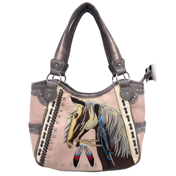 Women's Embroidered Horse Western Leather Purse