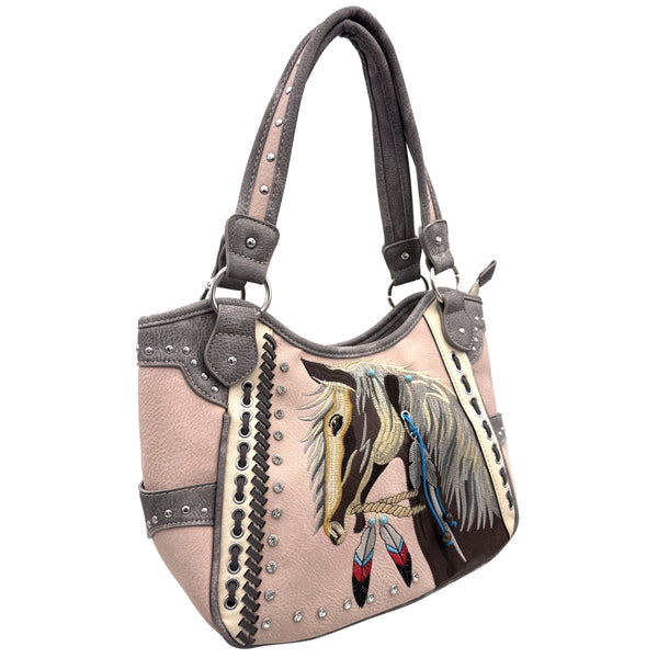 Women's Embroidered Horse Western Leather Purse