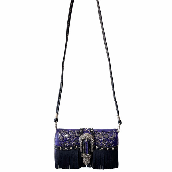 Glimmer Fringe Western Buckle Crossbody Wallet