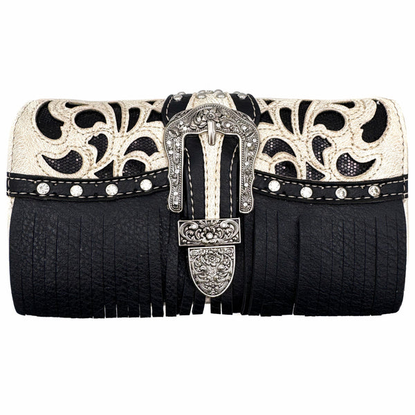 Glimmer Fringe Western Buckle Crossbody Wallet
