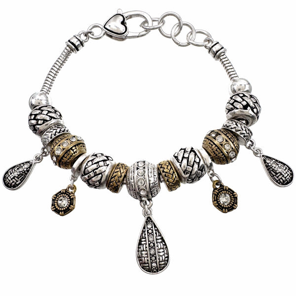 Vintage Teardrop Charms Heart Locket Bracelet