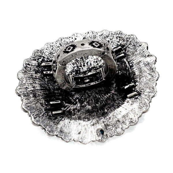 Butterfly Art Turquoise Stone Floral Large Ring