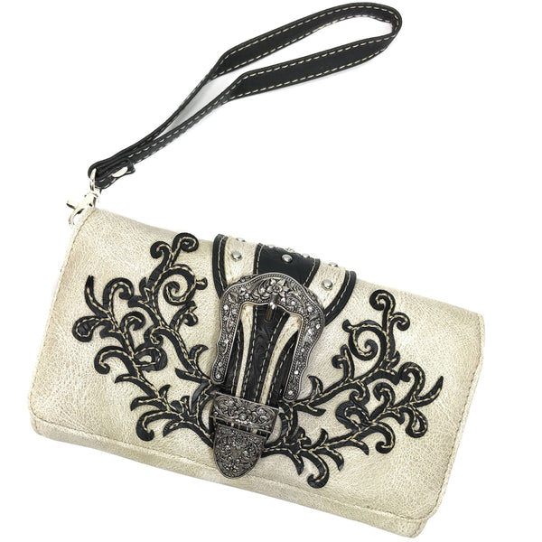 Classic Western Buckle Crossbody Trifold Wallet