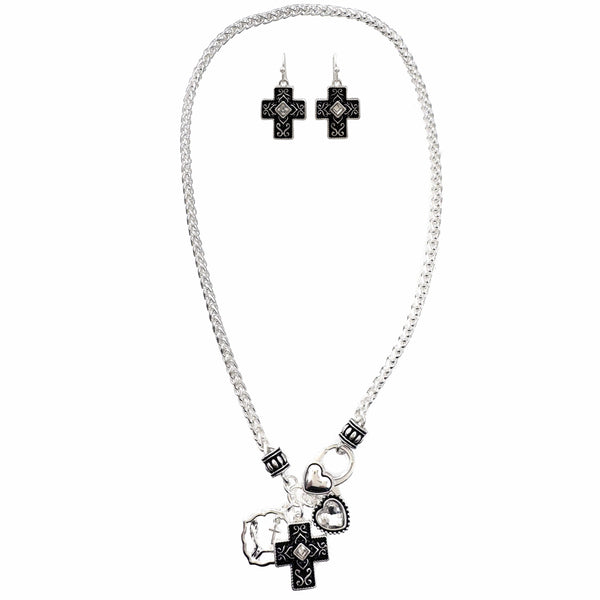 Cross Heart Pray Angelic Necklace Set
