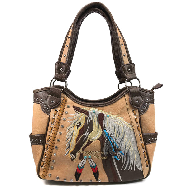 Women's Embroidered Horse Western Leather Purse