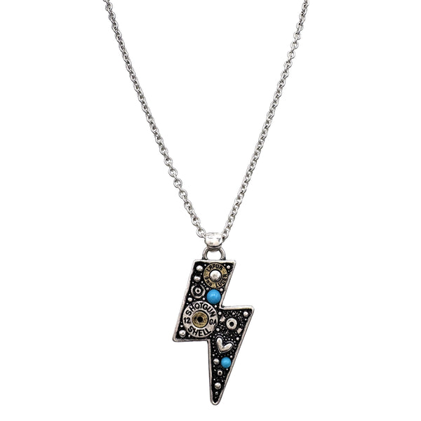 Lightning Bolt Western Shotgun Bullet Necklace
