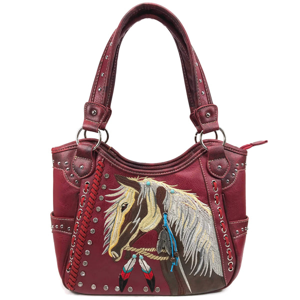 Women's Embroidered Horse Western Leather Purse