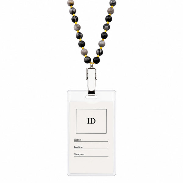 Stone Beads Lanyard ID Card Badge Holder