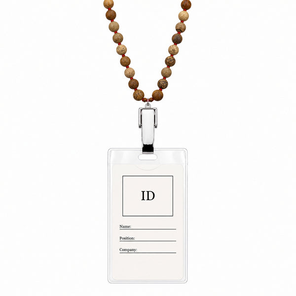 Stone Beads Lanyard ID Card Badge Holder