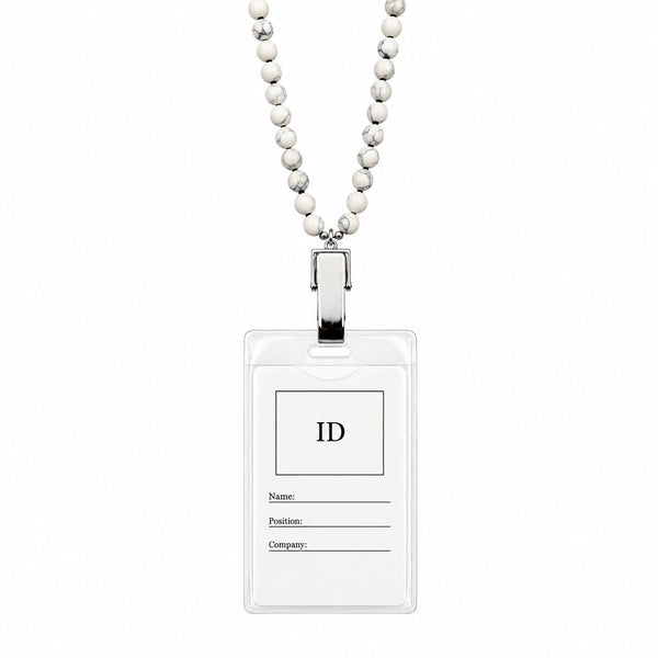 Stone Beads Lanyard ID Card Badge Holder