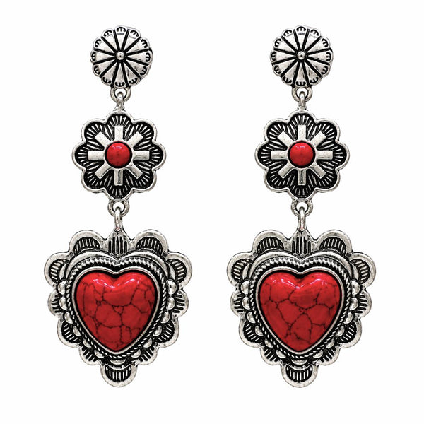 Heart Western Dangle Earrings