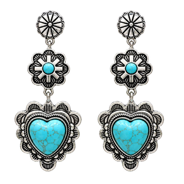 Heart Western Dangle Earrings