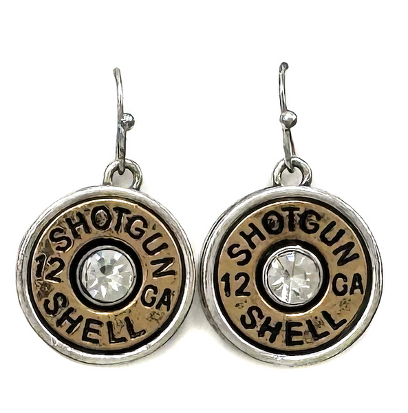 Classic Rhinestone Shotgun Shell Dangle Hook Earrings