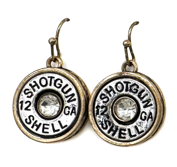 Classic Rhinestone Shotgun Shell Dangle Hook Earrings