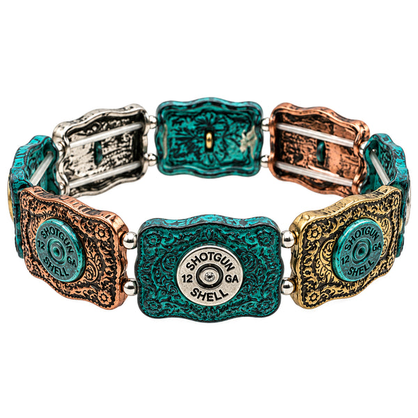 Western Shotgun 12 Gauge Bullet Shell Stretch Bracelet