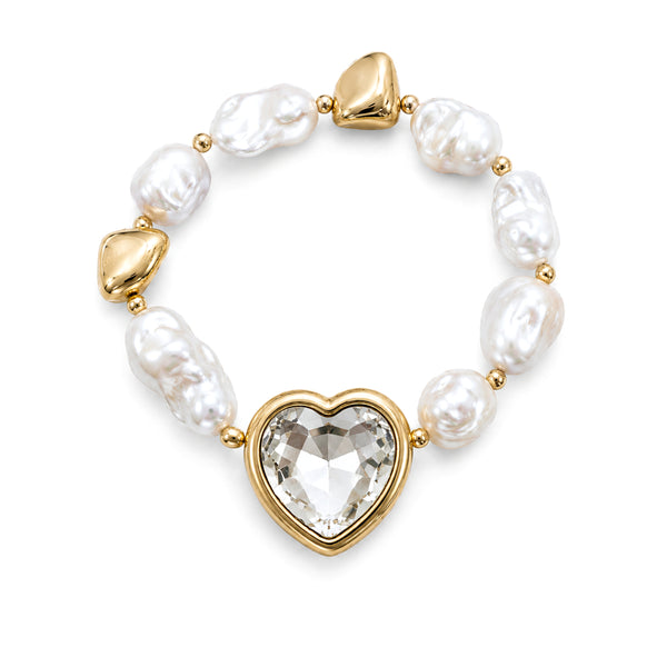 Crystal Heart Pearl Stone Bracelet