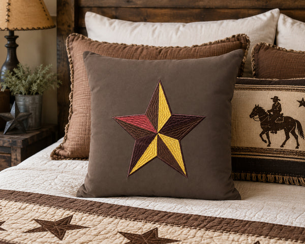 Western Star Brown Square Pillow