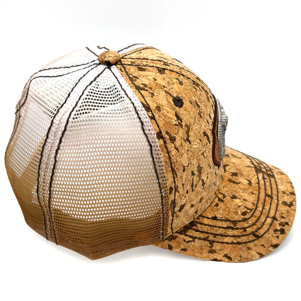 Tooled Mesh Ropes Longhorn Natural Cork Hat Baseball Cap