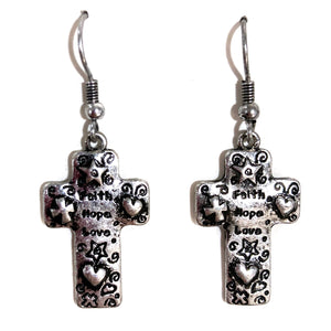 Faith Hope Love Cross Earrings