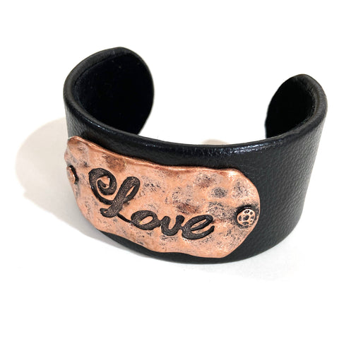 Love Engraved Leather Cuff Bracelet