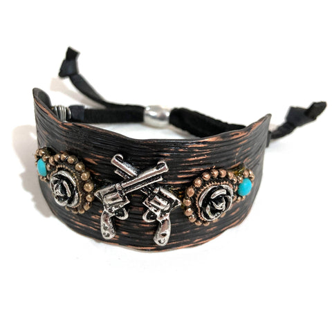 Gun and Flower Western Bracelet