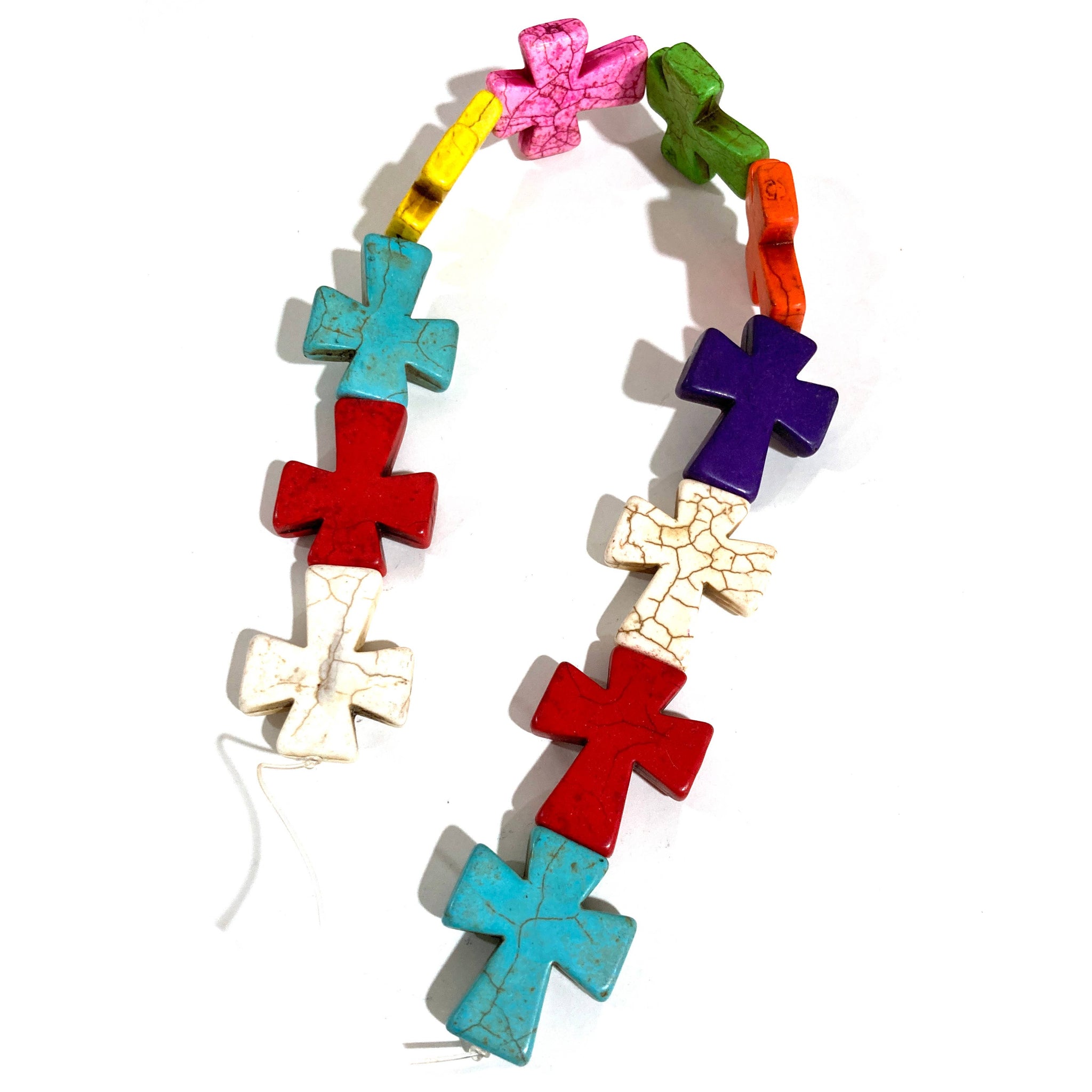 Large 11 Piece Colorful Cross Beads