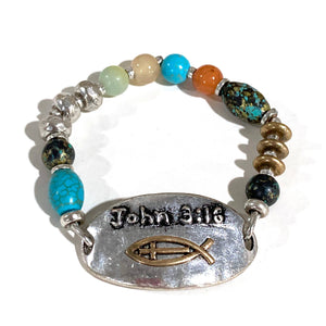 John 3:16 Ichthys Cross Prayer Beads Stretch Bracelet