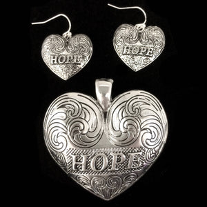 Hope Heart Western Magnetic Pendant with Earrings