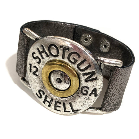 Large Shotgun Bullet Shell Silver Wrap Bracelet