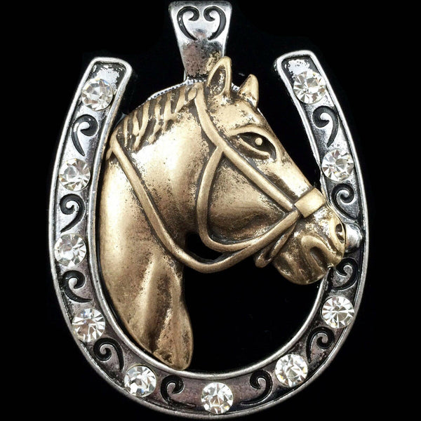 Horse Rhinestone Good Luck Western Magnetic Pendant