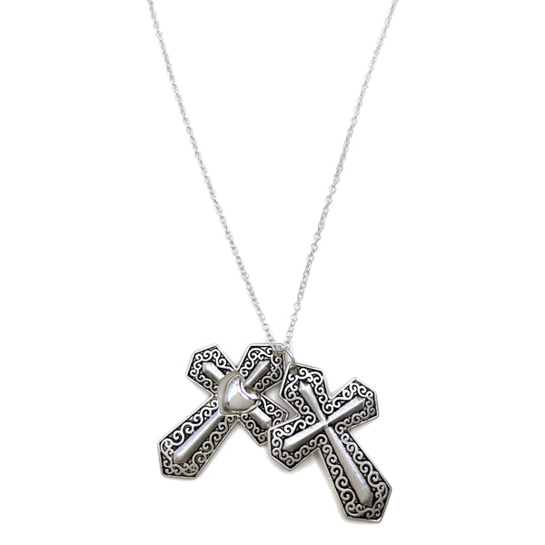 Lord's Prayer Bible Reversible Cross Pendant 30" Necklace