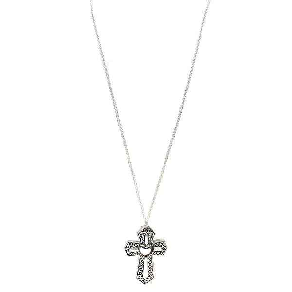 Lord's Prayer Bible Reversible Cross Pendant 30" Necklace