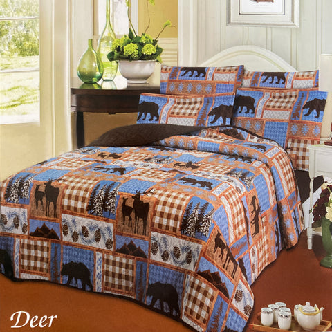 Deer Bear Season Hunting Cabin Lodge Rustic Bedspread 6 Piece Quilt Set