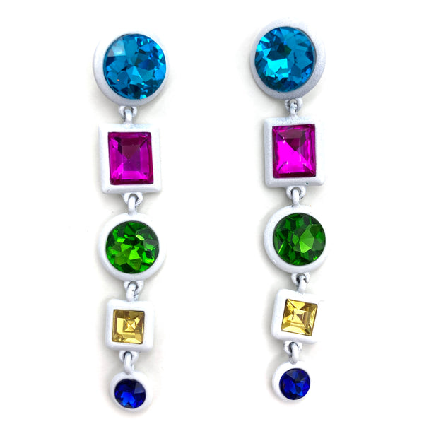 Fashion Pastel Color Crystal Rainbow Drop Earrings