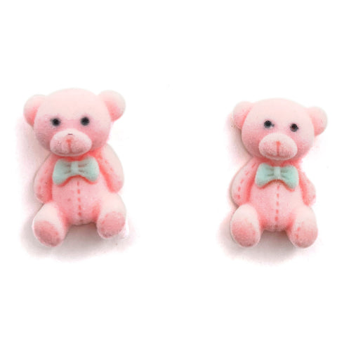 Teddy Bear Bow Fuzzy Stud Earring