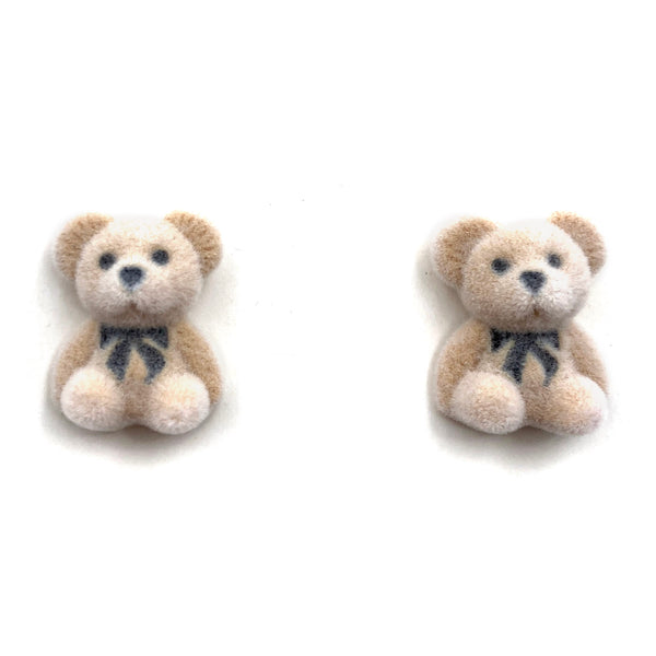 Teddy Bear Bow Fuzzy Stud Earring