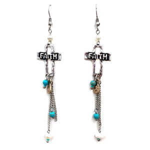 Faith Cross Long Dangle Hook Earring