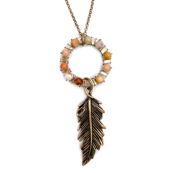 Feather Dreamcatcher Pendant Long Chain Necklace