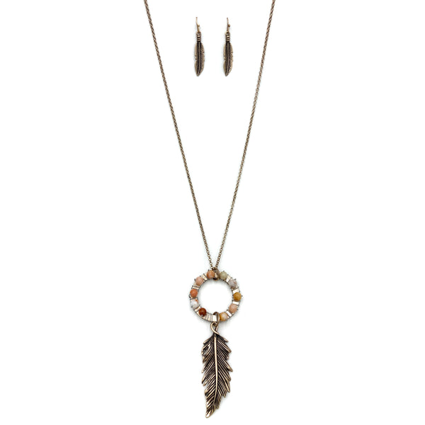 Feather Dreamcatcher Pendant Long Chain Necklace