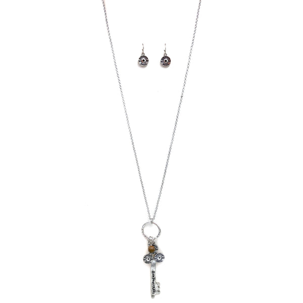 Hide Your Crazy Key Bullet Shell Long Chain Necklace