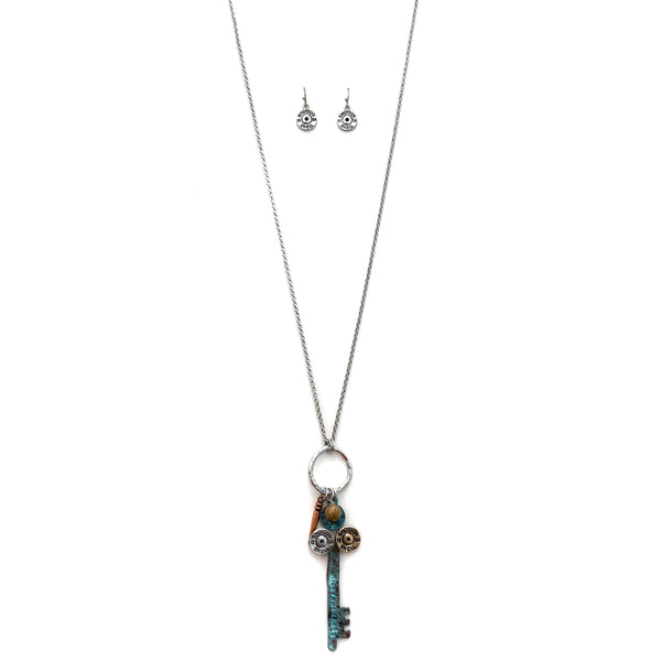 Hide Your Crazy Key Bullet Shell Long Chain Necklace